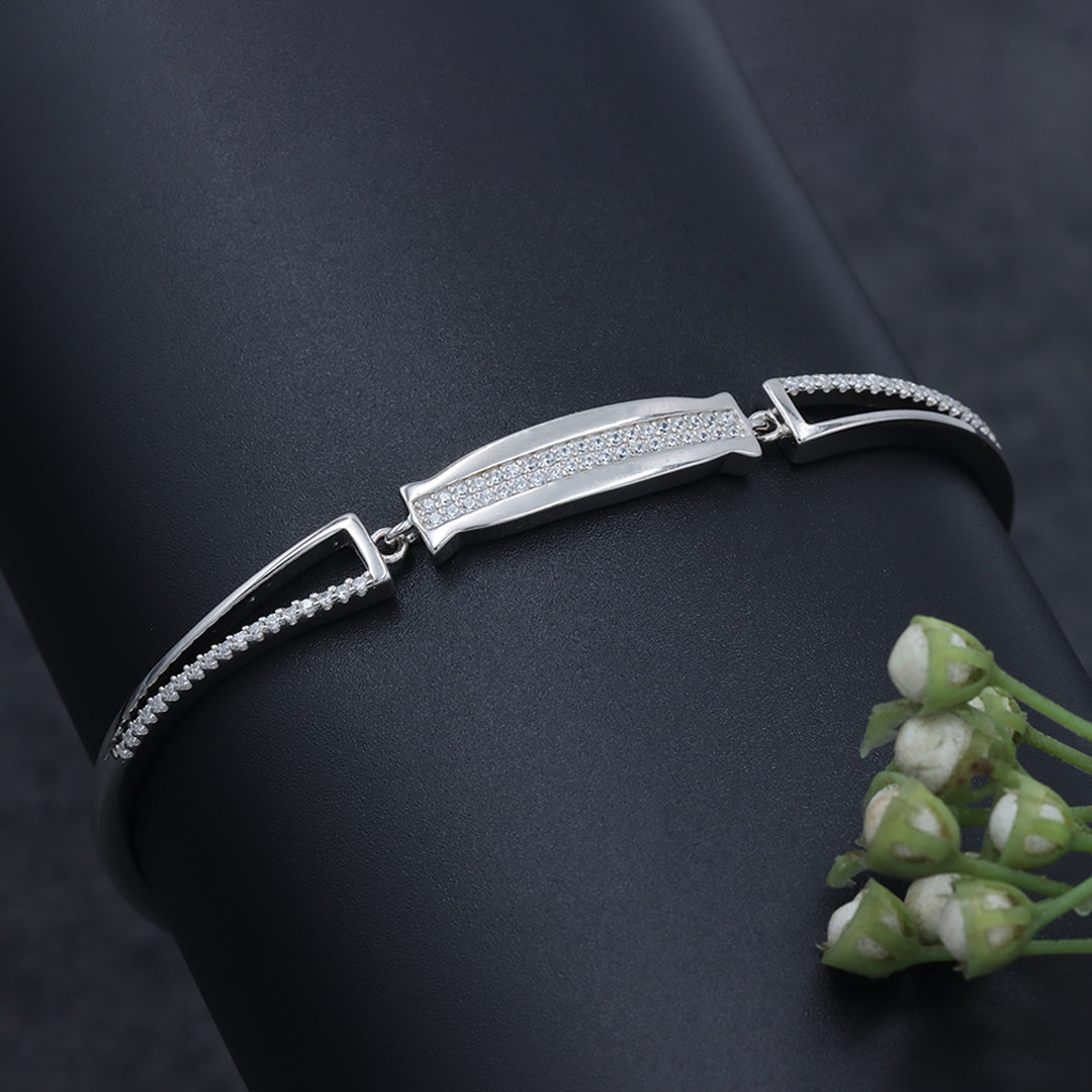 925 Silver diamond  adjustable kada bracelet