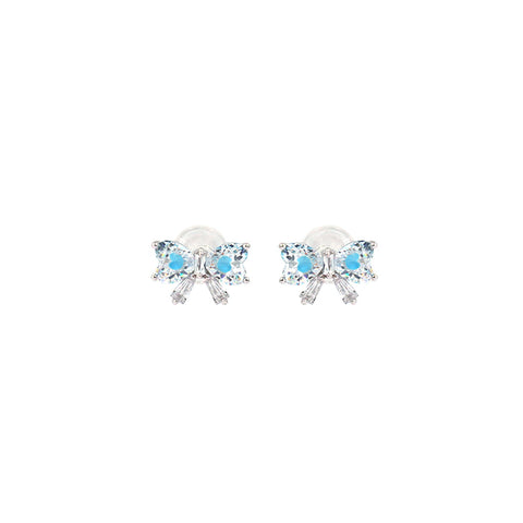 Sterling Silver Cubic Zirconia Ribbon Earrings