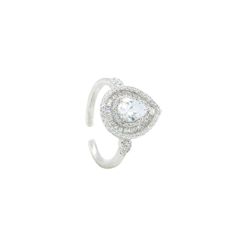 Water Drop Zircon Diamond Silver Ring