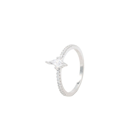 925 Silver Pear Cut Diamond Ring