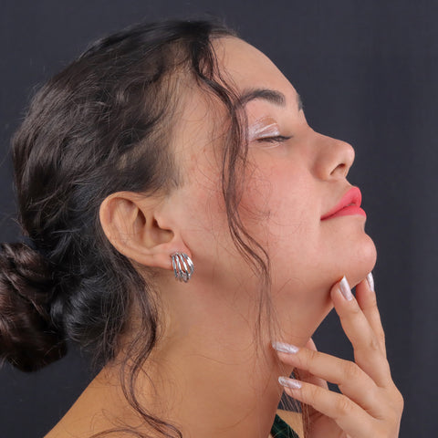 925 Sterling Silver Textured Hoop Earrings for Women