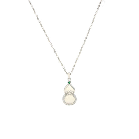 Silver Natural White Transparent Wulu Shape Pendant With Chain