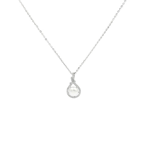Silver Pearl Pendant Necklace
