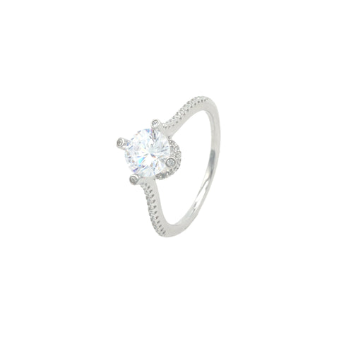 925 Silver High Prong Set Diamond Engagement Ring