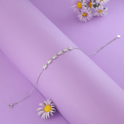 925 Stunning Silver  Baguette Shine Bracelet For Women