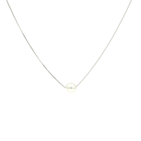 Single Pearl Necklace on Sterling Silver