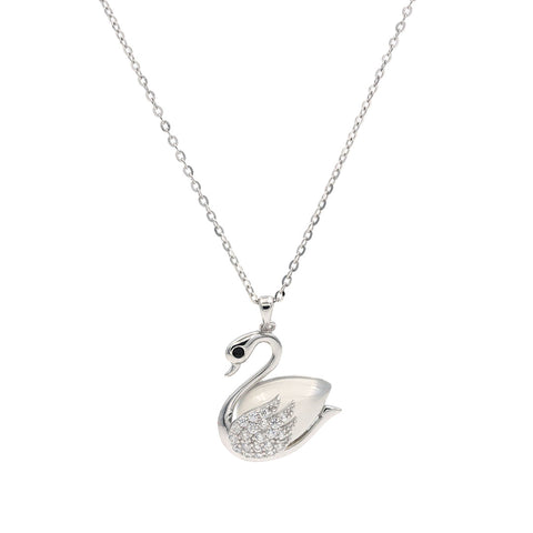 Silver Duck Shape Diamonds Pendant With Chain