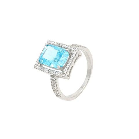 Sky Blue Sapphire Square Ring