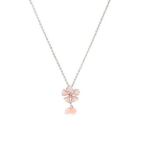 Silver Cream Shade Flower Pendant With Chain