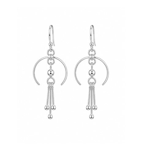 925 Sterling Silver Arc Tassel Drop Earrings