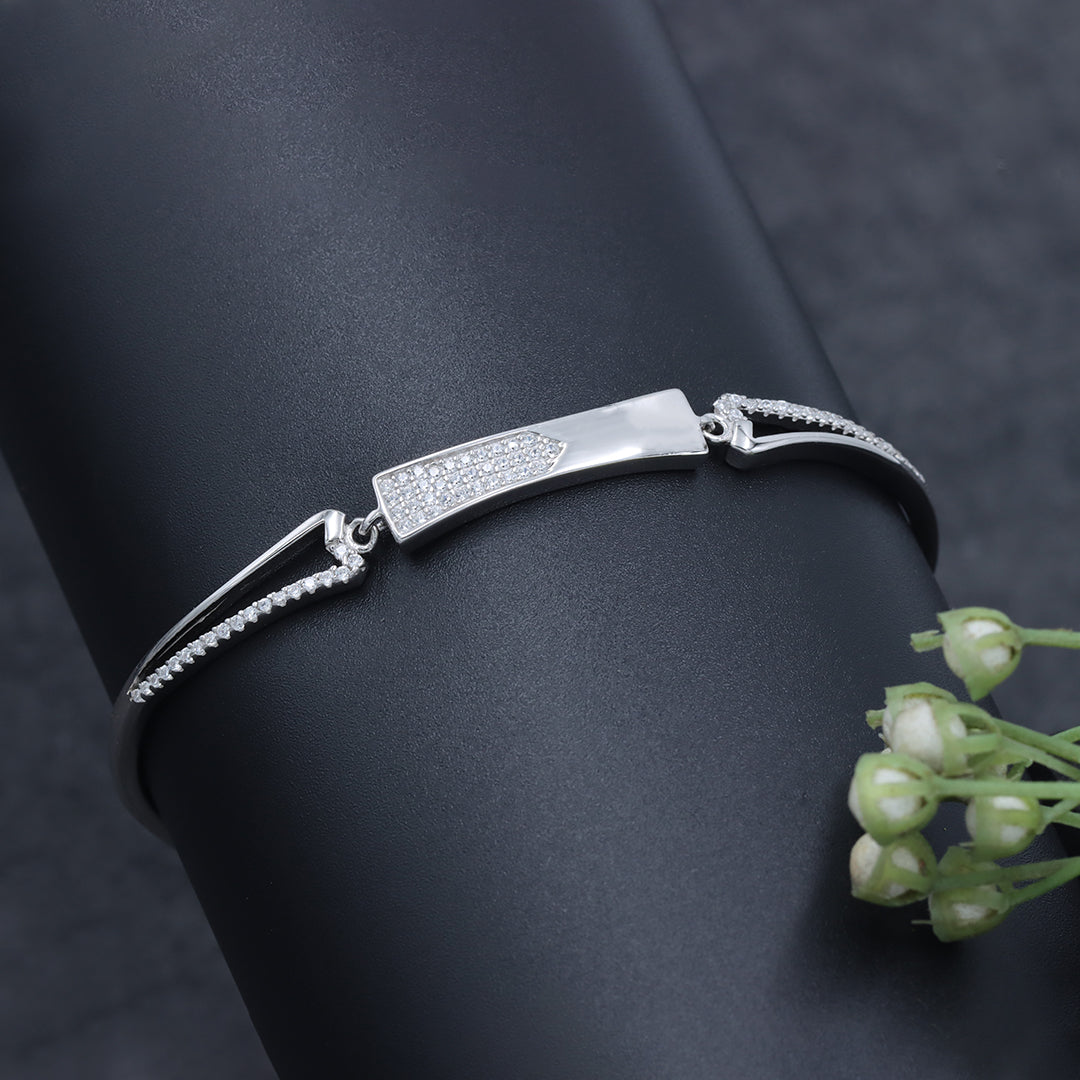 925 Silver zircon adjustable cuff bracelet