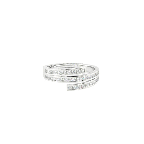 Classic Solitaire Double Band Silver Engagement Ring