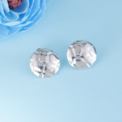 925 Sterling Silver Floral Dome-Cut Stud Earrings for Women