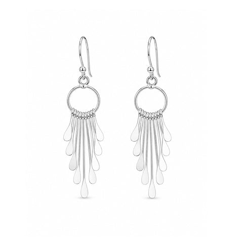 925 Sterling Silver Long Tassel Drop Earrings for Women