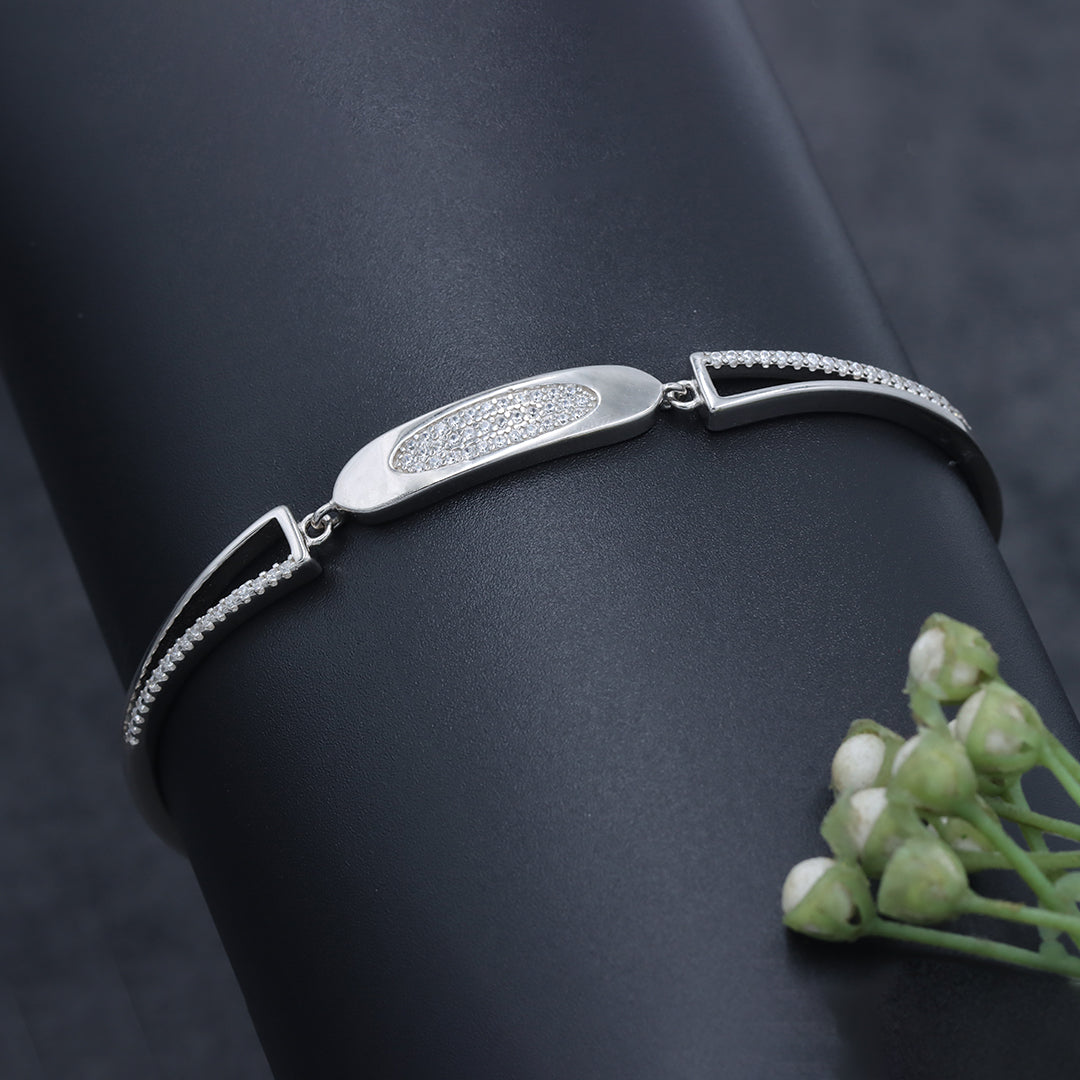 Silver Oval Shape  Cuff Bracelet