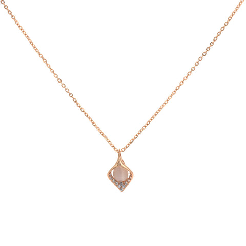 Quartz Drop Mother Of Pal Pendant Chain