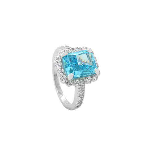 Blue Crystal Square Chimes Rings for Women