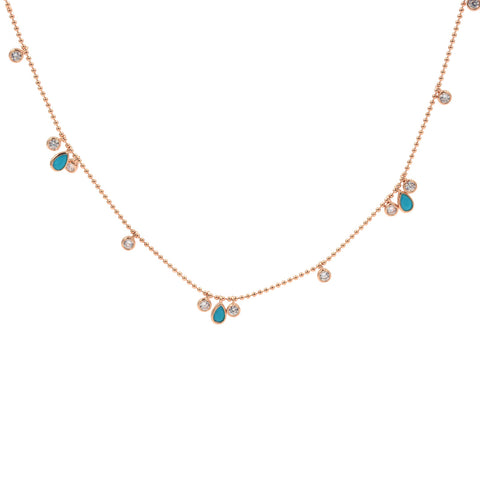 Rose Gold Plated Beaded Charm Necklace