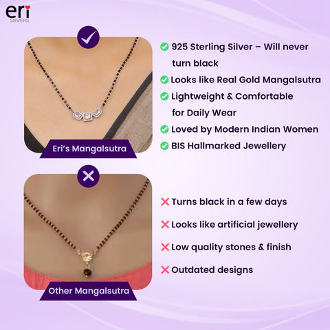 Sterling Silver Stone Studded Mangalsutra