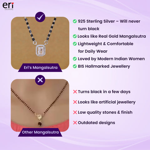 Radiant Charm 92.5 Silver  Solitaire Mangalsutra For Women