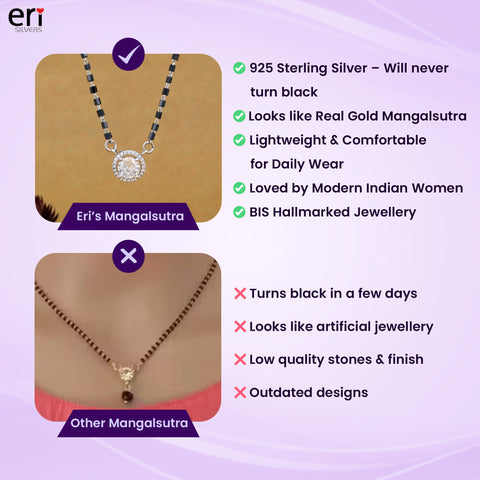 92.5 Silver Round Solitaire Mangalsutra