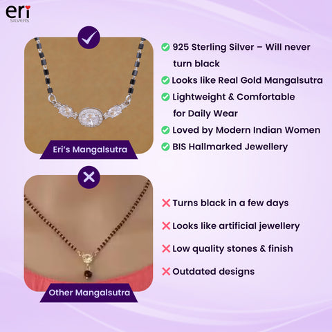 Sterling Silver Daily Wear Silver Mangalsutra