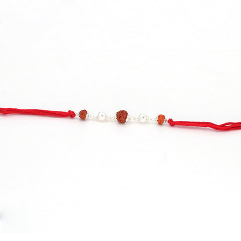 Rudraksha and 925 Silver Beads Rakhi