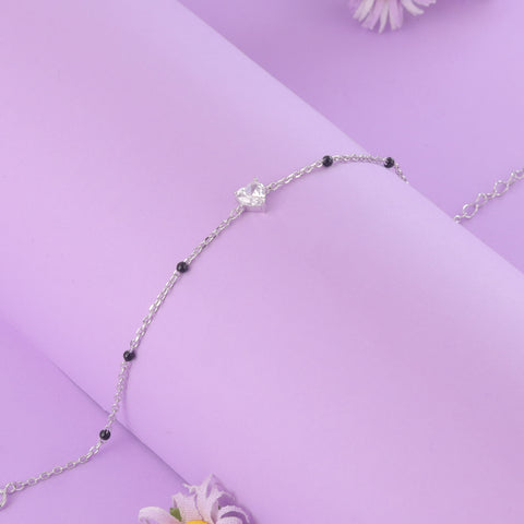 925 Sterling Silver Heart Mangalsutra Bracelet for Women