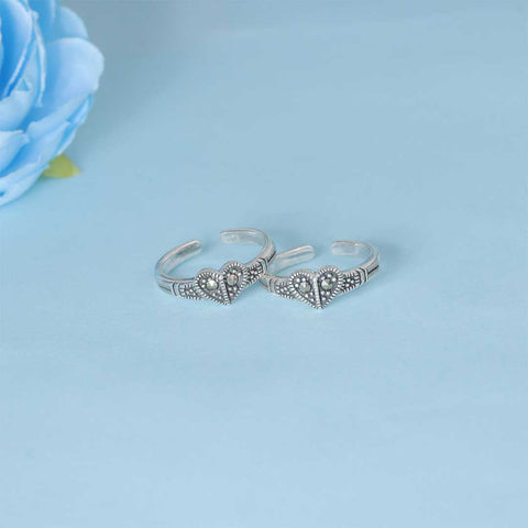 925 Sterling Silver  Heart Toe Ring For Women