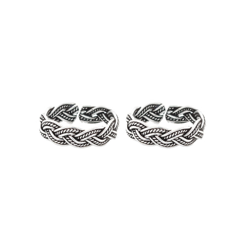 925 Sterling Silver Braided Pattern Toe Ring