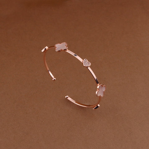 Rose Gold Flower Shape &  Heart Bracelet