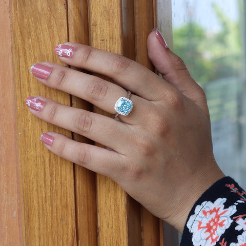 Blue Sapphire Square Ring