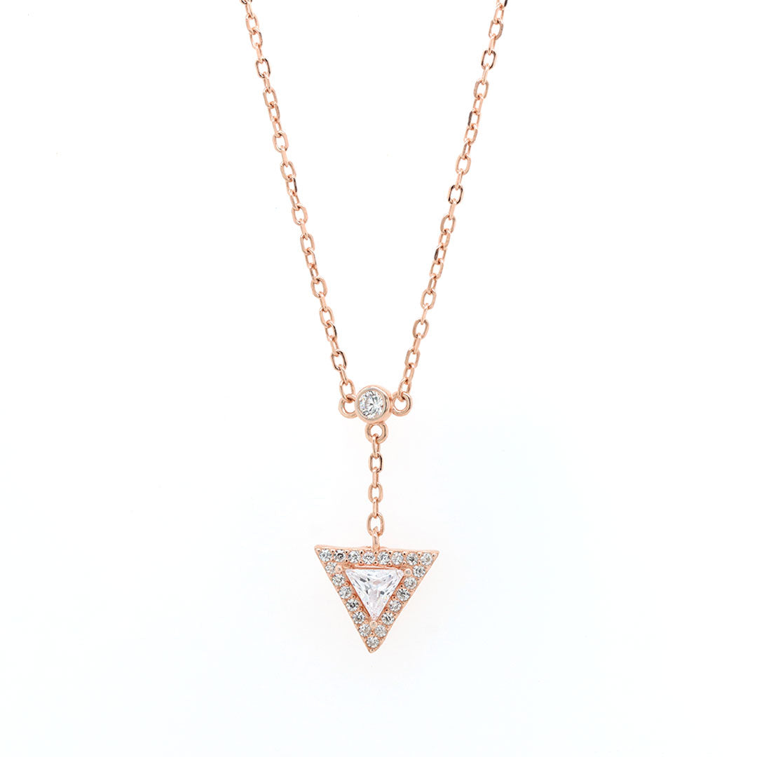 Rose gold triangle diamonds pendant with chain