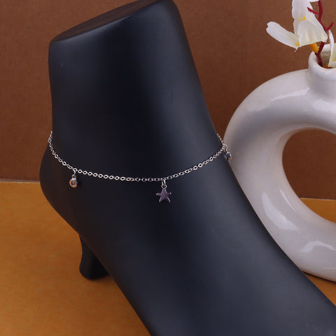 Silver fish with dancing star anklet