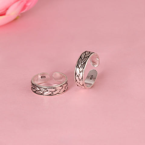 925 Sterling Silver Adjustable Oxidized  Toe Ring