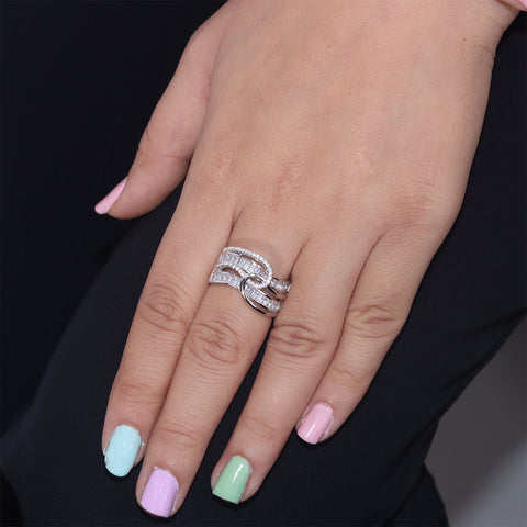 Multi-Layer Wave Design Wedding Ring