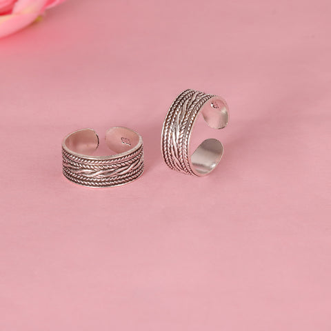 925 Sterling Silver Braided Rope Toe Rings for Women
