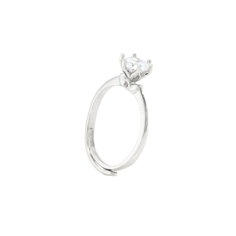 Silver High Stud Diamond Ring For Girl