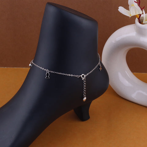 Silver fish with dancing star anklet