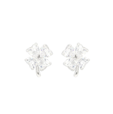 925 Sterling Silver Flower CZ Stud Earrings for Women