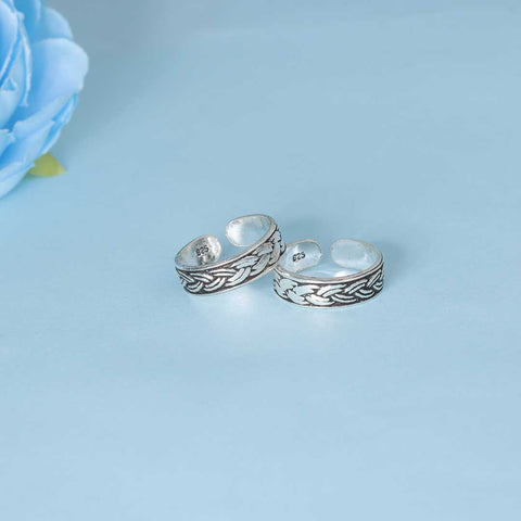 925 Sterling Silver Adjustable Oxidized  Toe Ring