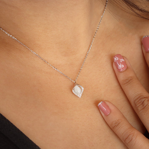 925 sterling silver seashell pearl pendant chain  for women