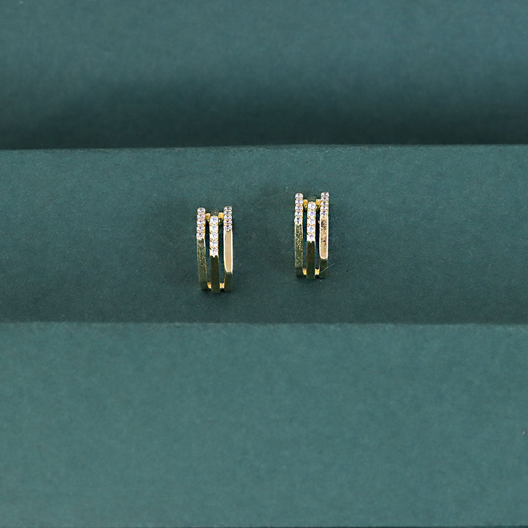 925 Sterling Silver Yellow Plated  Hoop Earrings for Women