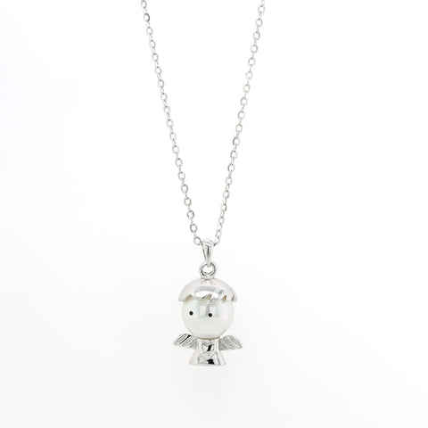 Silver Kids Angel Pendant With Chain