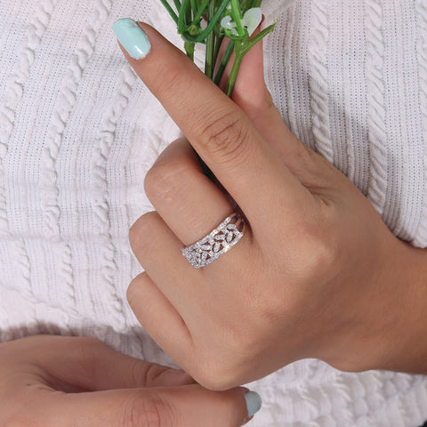 Chic Flower Silver Statement Ring