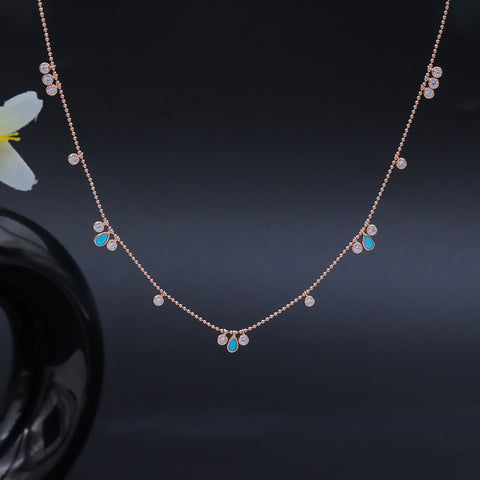 Rose Gold Plated Beaded Charm Necklace