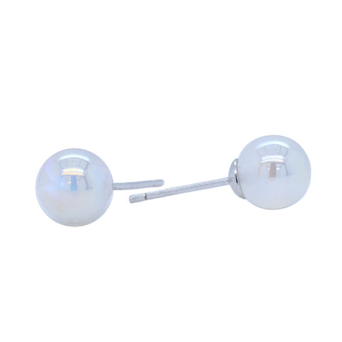 Silver Shiny White Pearl Earring