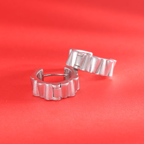 925 Sterling Silver Textured Hoop Earrings for Women