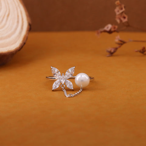 Pearl Butterfly' Whispers Silver Ring