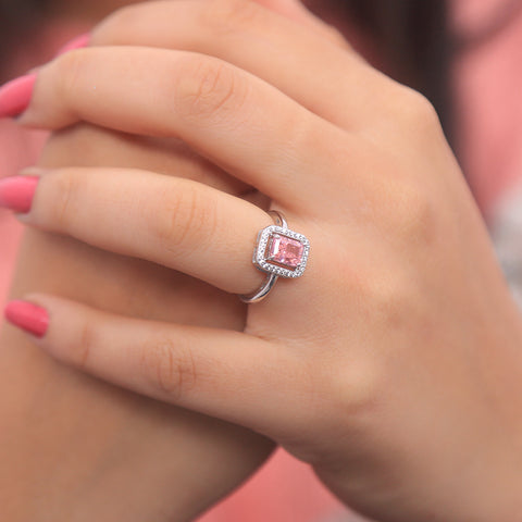 925 Silver Pink Sapphire Ring